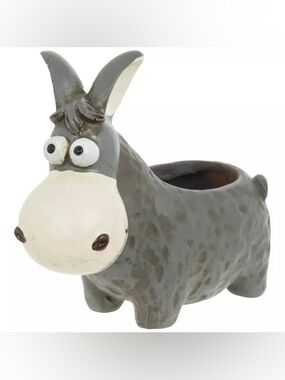 Gray Donkey Ceramic Planter - Home Accents